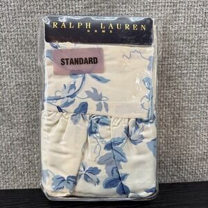 RALPH‎ LAUREN Vintage Elsa Blue Floral Ruffled Pillowcase Standard Size Set of 2
